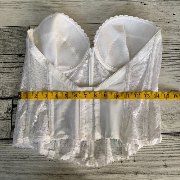 Vintage Union Made Carnival White Sheer Lace Boned Corset Bustier Lingerie - Picture 12 of 14